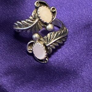 Elegant Silver and Opal Leaf Ring